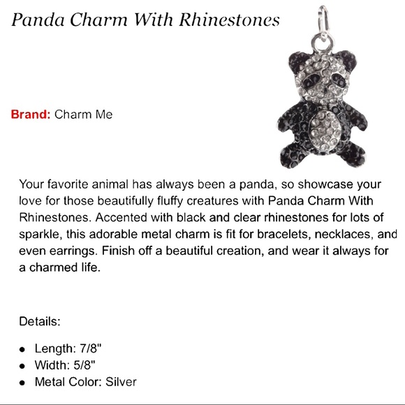 Black & silver sparkly panda charms with rhinestones earrings NEW - Picture 7 of 7